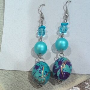 Elegant Turquoise and Purple Dangle Earrings